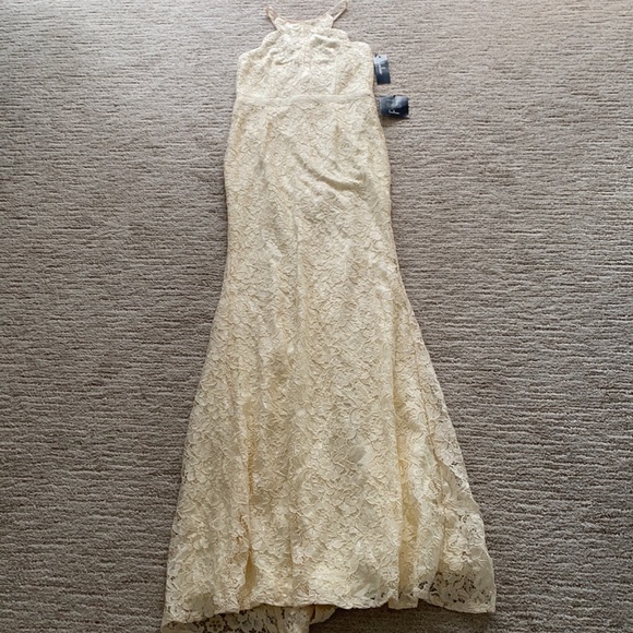 Lulus cream wedding mermaid lace halter dress - Picture 6 of 6